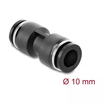 Σύνδεσμος πεπιεσμένου αέρα DELOCK 10 mm ευθύς, θηλυκό σπείρωμα, μέταλλο/πλαστικό, 43,5 mm, μαύρο