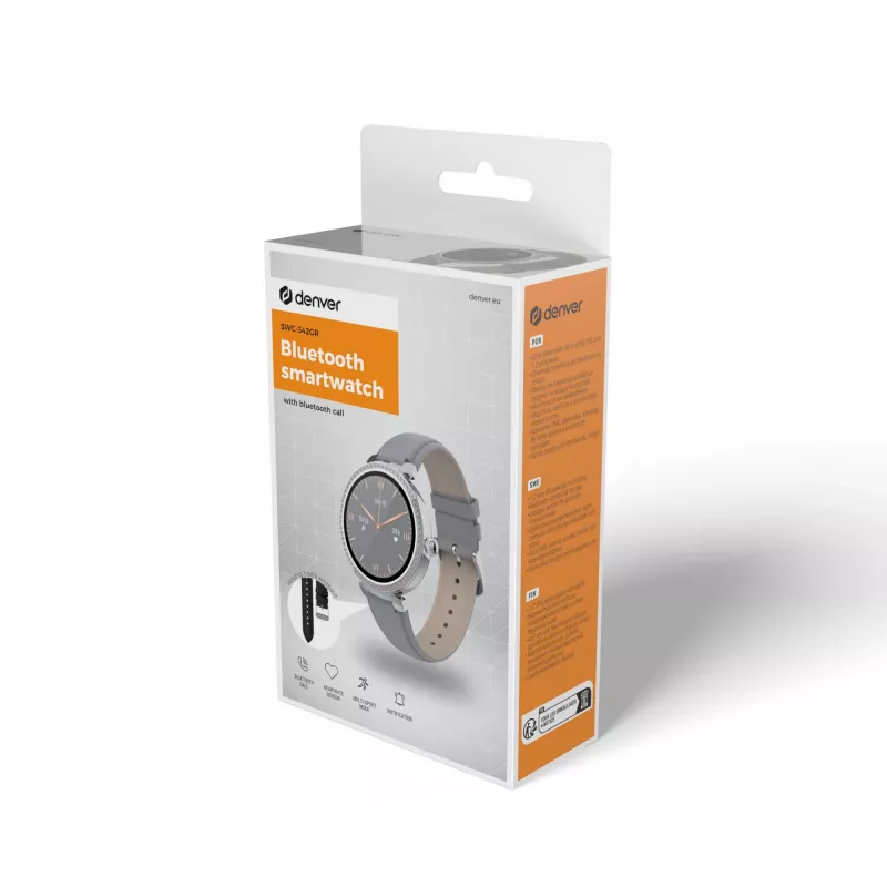 Denver SWC-342GR 3,05 cm (1,2 ίντσες) IPS ψηφιακό 240 x 240 pixel οθόνη αφής ασημί