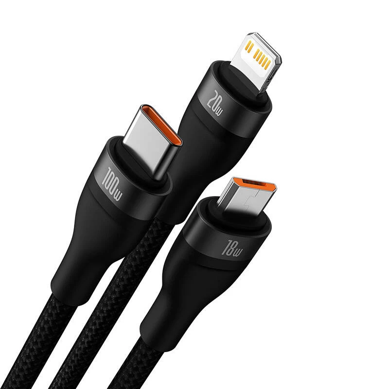 Καλώδιο USB Baseus CASS030101 1,2 m USB-A/USB-C USB-C/Micro-USB-B/Lightning Μαύρο