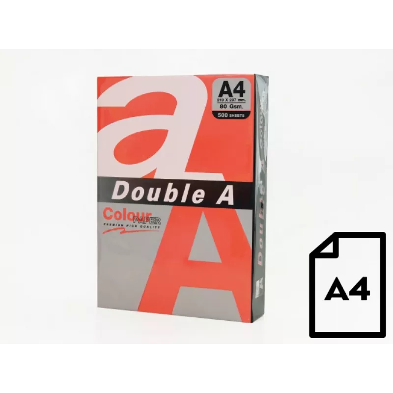 Χρωματιστό χαρτί Double A, 80g, A4, 500 φύλλα, κόκκινο
