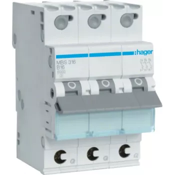 Hager MBS316 τύπου B 3P 3-μονάδων διακόπτης προστασίας γραμμής (MBS316)
