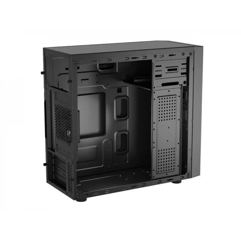 Κουτί PC NATEC Helix Mini Tower μαύρο — microATX/Mini-ITX, 3×3,5 ίντσες + 5×2,5 ίντσες, GPU 33 cm, θύρες USB-C/USB-A