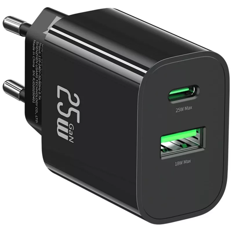 Φορτιστής USB usams USA001629 25W 1×USB-C + 1×USB-A γρήγορη φόρτιση