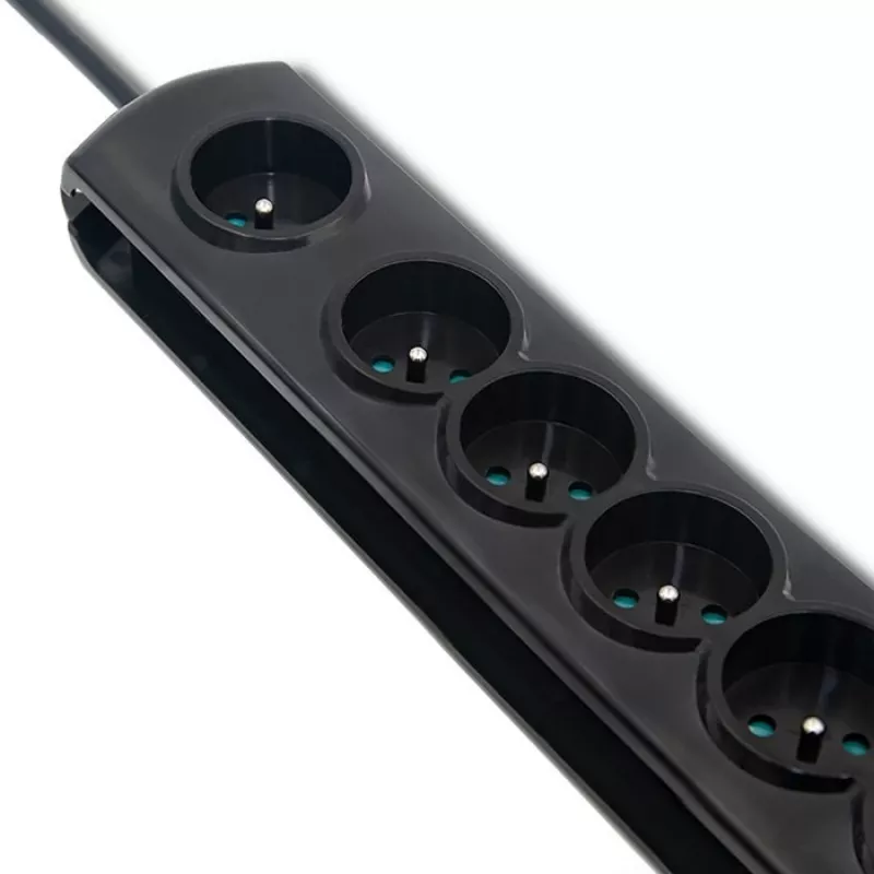 Προστασία Υπέρτασης Qoltec 50171 Μαύρο 7 πρίζες AC 230V 1,5m