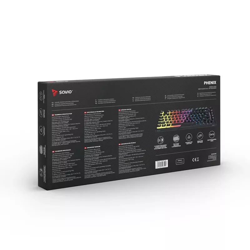 Gaming πληκτρολόγιο Savio SAVGK-PHENIX RED PUDDING μηχανικό RGB Wireless