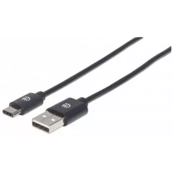 Manhattan Καλώδιο USB-C σε USB-A, 50 cm, βύσμα αρσενικό σε βύσμα αρσενικό, Μαύρο, 480 Mbit/s (USB 2.0), Hi-Speed USB, εφ' όρου ζωής εγγύηση, συμβατό με USB2AC50CM