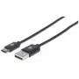 Manhattan Καλώδιο USB-C σε USB-A, 50 cm, βύσμα αρσενικό σε βύσμα αρσενικό, Μαύρο, 480 Mbit/s (USB 2.0), Hi-Speed USB, εφ' όρου ζωής εγγύηση, συμβατό με USB2AC50CM
