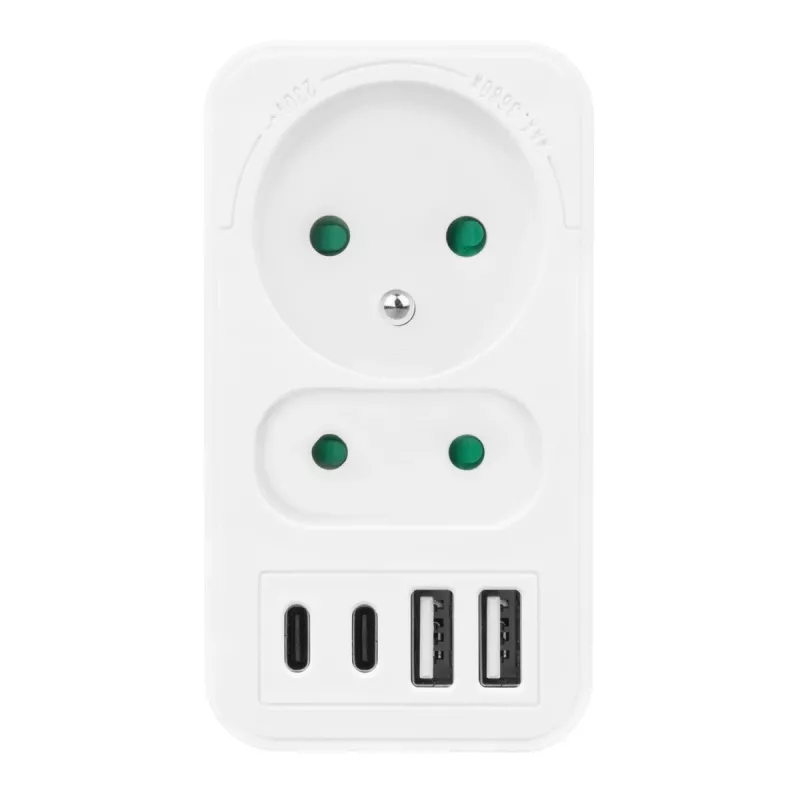 Πολύπριζο MACLEAN MCE249 F/W – 2x πρίζες ρεύματος (16A + 6A) και 4x USB (2x A, 2x C PD 20W)