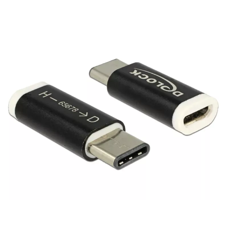 Delock - Προσαρμογέας USB - 24 Pin USB-C (Α) σε Micro-USB Type B (Θ) - USB 3.1 - Μαύρο (65678)