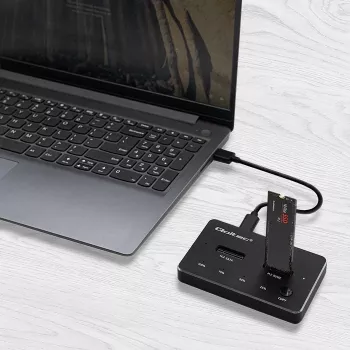 Qoltec 52274 σταθμός σύνδεσης M.2 SSD | NVMe | SATA | USB-C | DUAL 2 x 2TB