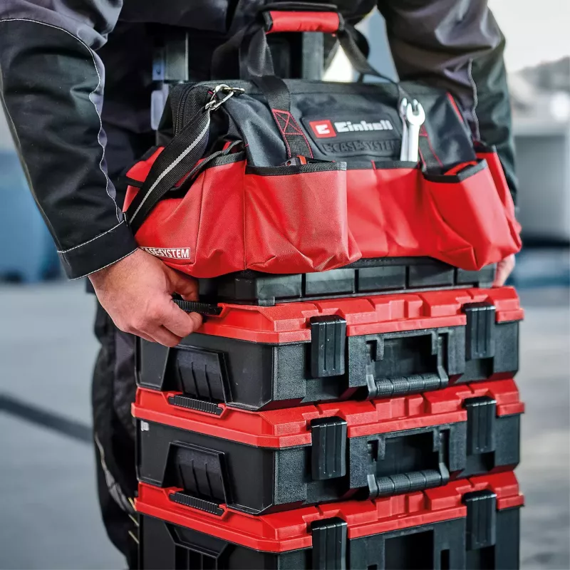Einhell 4540036 E-Case Bag τσάντα εργαλείων συστήματος, πολυεστέρας, φορτίο 30 kg, μαύρο/κόκκινο