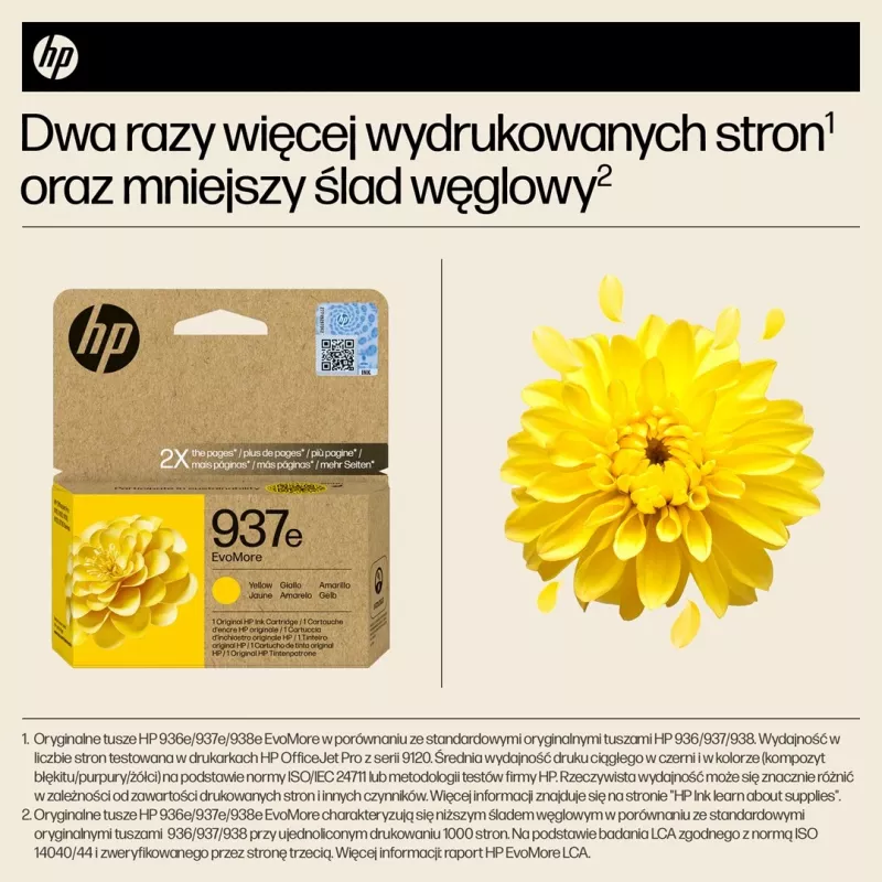 HP 937e EvoMore Κίτρινη γνήσια μελανοταινία