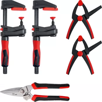 Σετ σφιγκτήρων Bessey DIY-SET1-A 5 τεμ. με 4 σφιγκτήρες και ψαλίδι λαμαρίνας