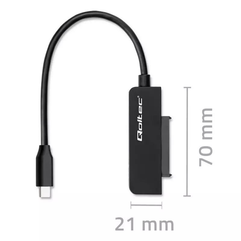 Προσαρμογέας QOLTEC SATA 52269 για μονάδα 2,5 ιντσών σε USB-C, υποστηρίζει έως 2 TB