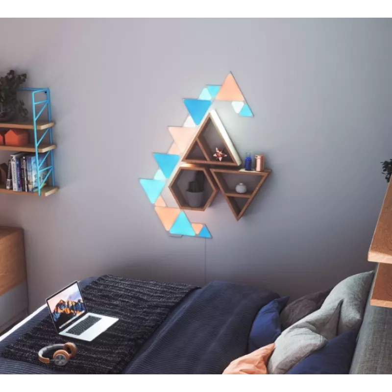 Τριγωνικά LED πάνελ Nanoleaf NL47-0002TW-9PK — σετ με 9 RGB πάνελ τοίχου, με τροφοδοσία δικτύου, λευκό