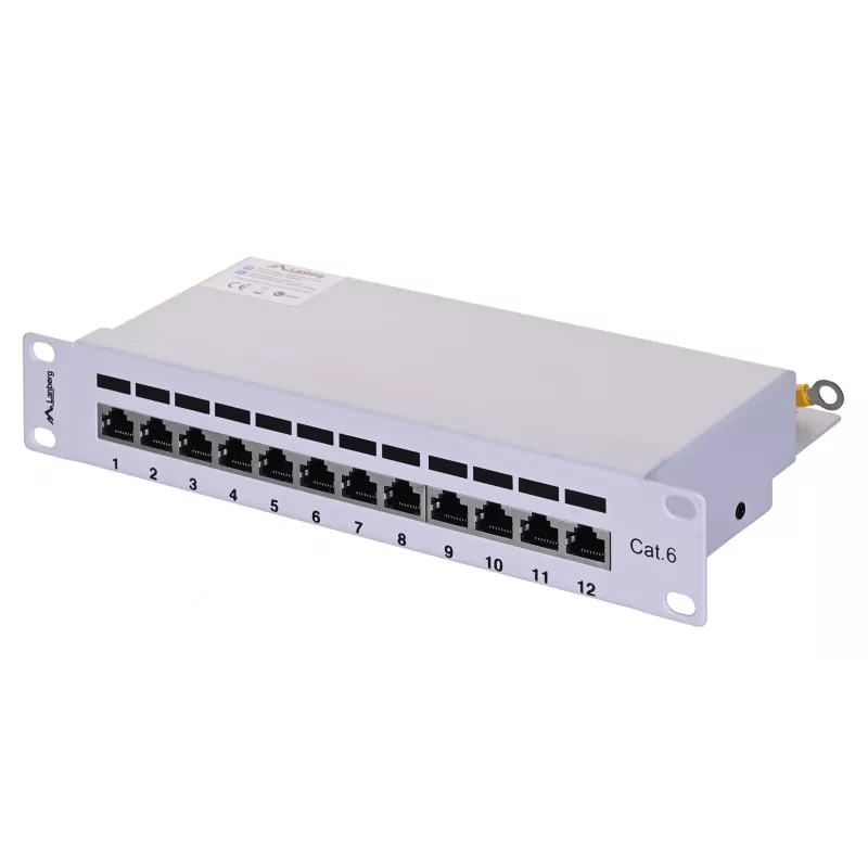 Patch panel LANBERG PPF6-9012-S, 12-Port, μέταλλο, γκρι, 1HE, 215×130×44.5 mm