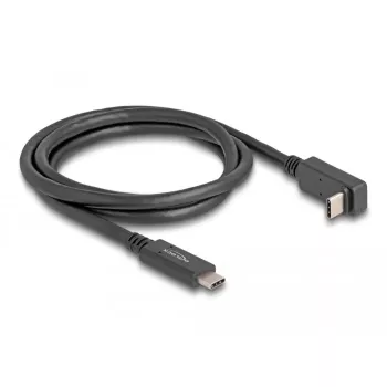 Delock - Καλώδιο USB - 24 ακίδων USB-C (M) σε 24 ακίδων USB-C (M) γωνιακό - USB 3.2 Gen 2 - 3 A - 1,0 m - USB Power Delivery (60 W), υποστηρίζει 4K 144 Hz (3840 x 2160), έως 10 Gbit/s