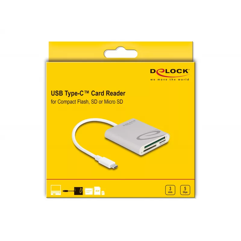 Αναγνώστης καρτών DeLOCK 91005 USB 3.2 Gen 1 Type-C Γκρι CF MMC MicroSD