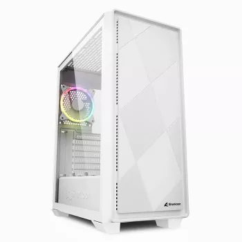 Sharkoon VS8 RGB. Formfaktor: Tower, Τύπος: PC, Χρώμα προϊόντος: Λευκό. Διάμετρος υποστηριζόμενων ανεμιστήρων πρόσοψης: 120 mm, Εγκατεστημένοι ανεμιστήρες πίσω: 1x