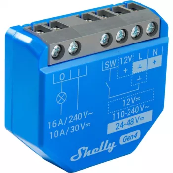 Έξυπνος διακόπτης Shelly 1 Gen4, ασύρματος, 240 V AC, Bluetooth 5.0/Wi‑Fi/ZigBee, πλαστικό κουτί, 42×16×37 mm, συσκευασία 2 τεμ.