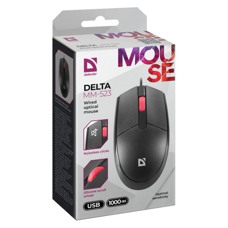DEFENDER DELTA Ποντίκι MM-523 μαύρο οπτικό (52523)
