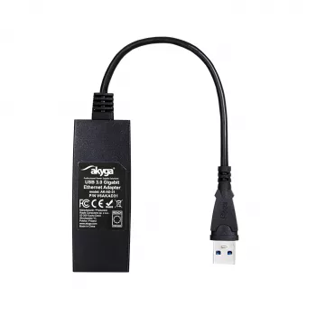 Akyga AK-AD-31 προσαρμογέας USB 3.0 σε Gigabit Ethernet, RJ45, καλώδιο 15 cm, μαύρο