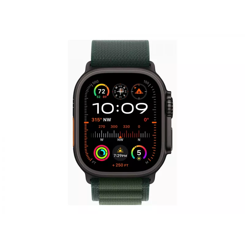 APPLE Watch Ultra 2 GPS + Cellular 49mm Θήκη Black Titanium με Dark Green Alpine Loop - Large