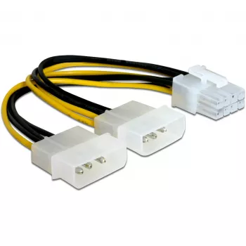 Delock 82397 καλώδιο τροφοδοσίας PCI Express, 2x 4-pin 5,25" σε 8-pin PCIe, 12 V, 0,30 m