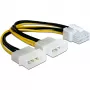 Delock 82397 καλώδιο τροφοδοσίας PCI Express, 2x 4-pin 5,25" σε 8-pin PCIe, 12 V, 0,30 m