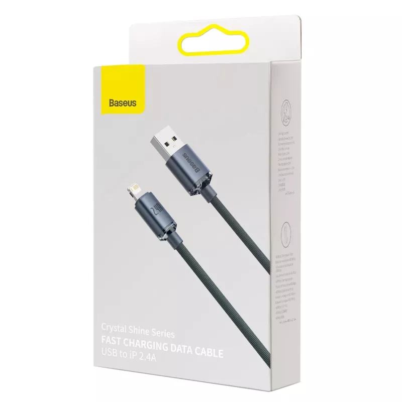Baseus Crystal Shine καλώδιο USB σε Lightning, 2,4A, 2m (μαύρο)