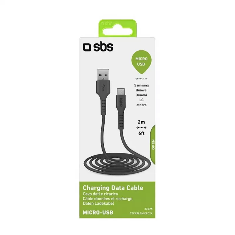 SBS TECABLEMICRO2K 2m USB A Micro-USB B αρσενικό αρσενικό μαύρο καλώδιο USB (TEKabelMICRO2K)