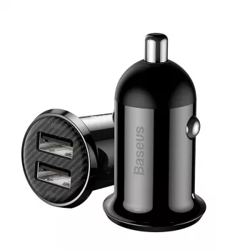 Φορτιστής αυτοκινήτου Baseus Gain Pro Universal μαύρο – 2× USB 2.0, 2,4 A ανά θύρα, είσοδος 12–24 V, έξοδος 5 V