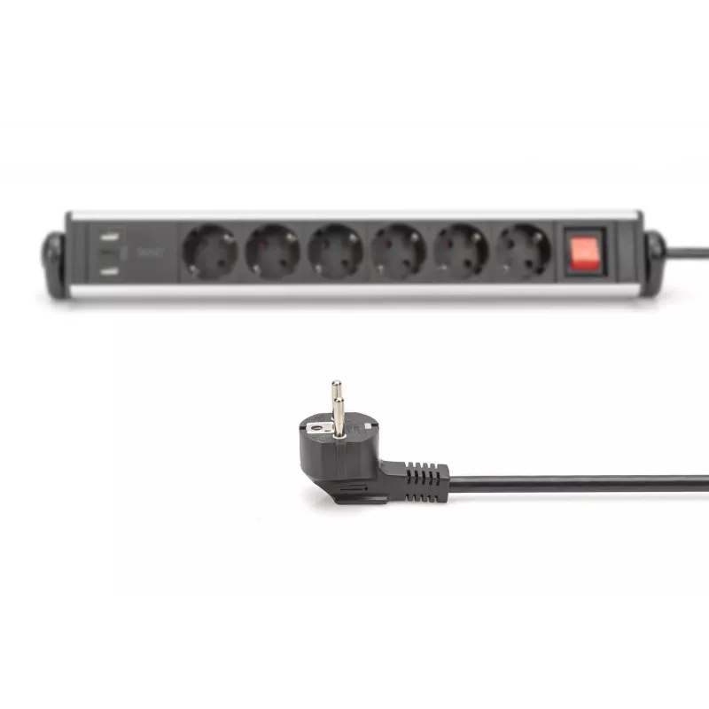 Digitus Πολύπριζο γραφείου 6 θέσεων με 3x υποδοχές USB 1,5 m καλώδιο