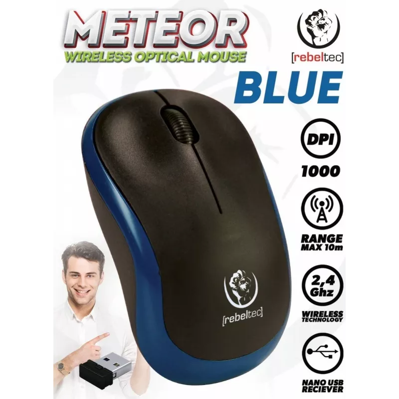 Ασύρματο οπτικό ποντίκι Rebeltec METEOR μπλε RBLMYS00048 USB