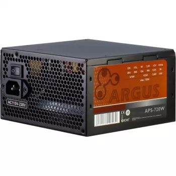 Inter-Tech Argus APS-720W τροφοδοτικό, 720 W, ATX12V 2,31, 115–230 V, 47–63 Hz, ATX 20+4 pin, ενεργό PFC, ανεμιστήρας 120 mm, μαύρο