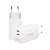 Διπλός αντάπτορας πρίζας USB 65W, 2xUSB-C, λευκό