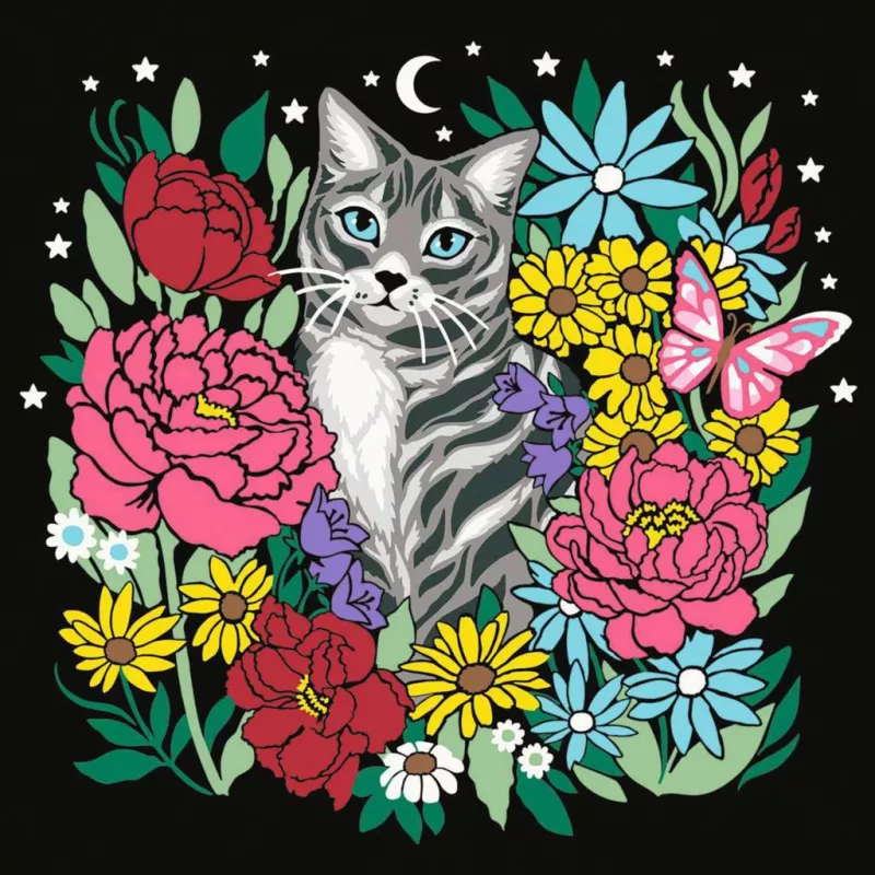 Σετ ζωγραφικής με αριθμούς Ravensburger CreArt Pixie Cold Cat (Μοντέλο 25855) – σετ ζωγραφικής σε καμβά