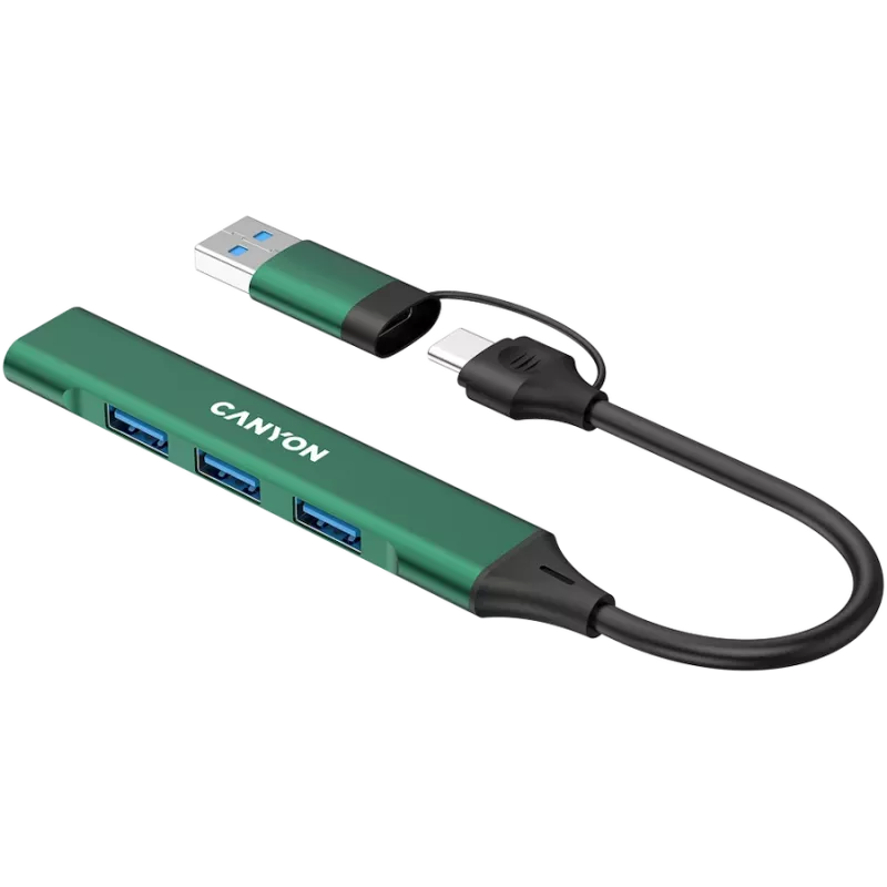 CANYON Hub DS-02 4in1 USB-A/C Πράσινο