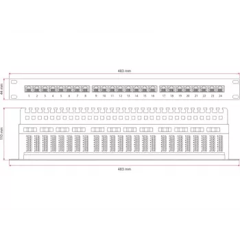 Alantec PK013 patch panel 19" 1U, 24x RJ-45, Cat5e UTP, LSA, με ράφι, μαύρο