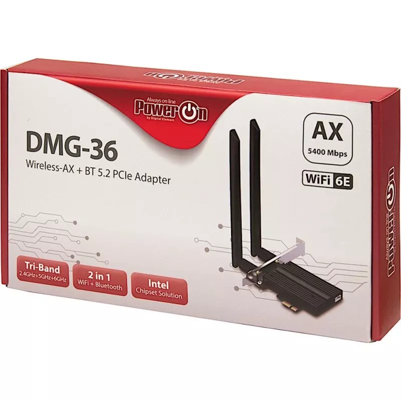 Εσωτερική κάρτα WLAN-Bluetooth Inter-Tech DMG-36 5400 Mbit/s Wi-Fi 6
