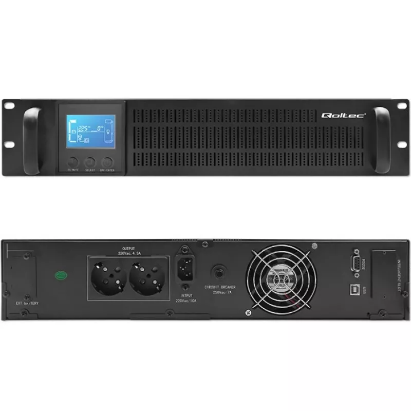 Qoltec 53945 Rack-USV, 1 kVA, 800 W, LCD