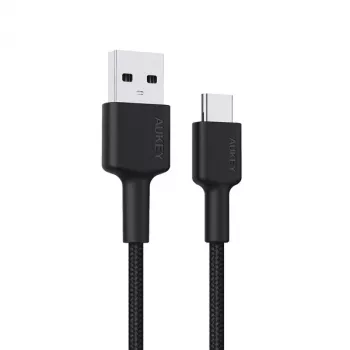 AUKEY CB-CD30 καλώδιο USB-A σε USB-C 0,9 m, πλεκτό νάιλον, 60W PD, 3A, μαύρο