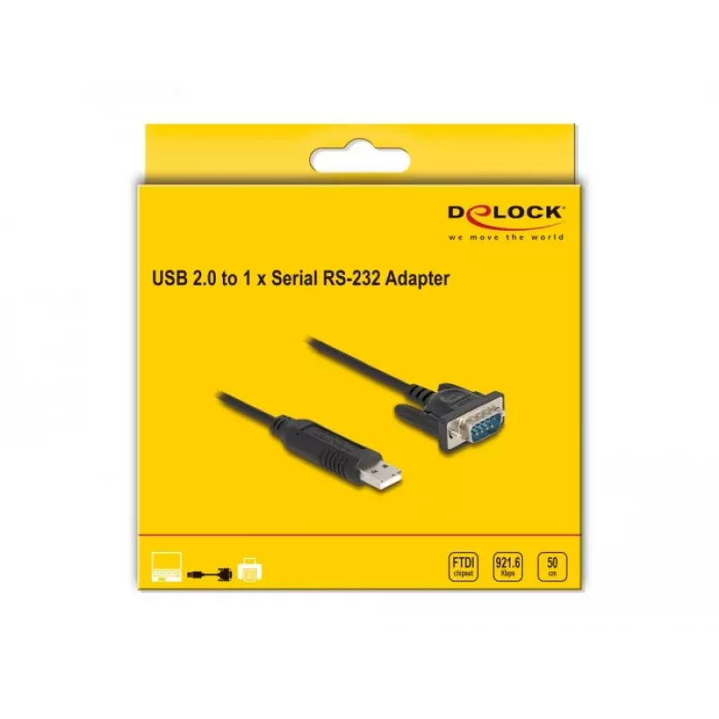 DeLOCK αντάπτορας USB 2.0 σε σειριακό RS-232 50 cm FTDI μαύρο