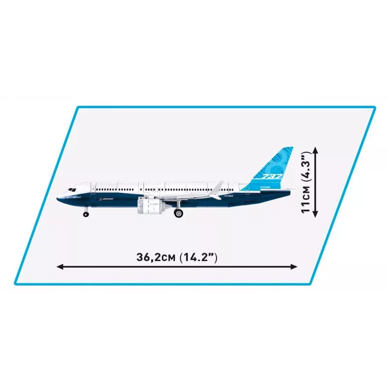 Σετ κατασκευής Cobi Boeing 737-8 — 340 τεμάχια, συνιστώμενη ηλικία 7+, μπλε και λευκό