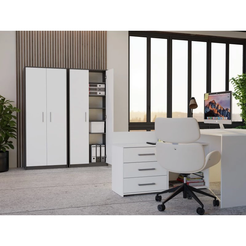 OLIV 2D CLOSED SHELVING UNIT, ανθρακί/λευκό SET