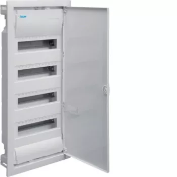 Hager Volta VU48NE χωνευτός ηλεκτρικός πίνακας, 4 σειρές, 48 modules, IP30, μεταλλική πόρτα, 348×755,5×98 mm, λευκός