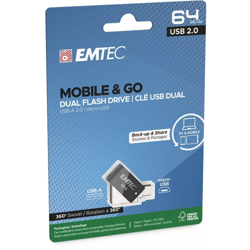Μονάδα USB Emtec 64 GB USB Type-A Micro-USB T260B