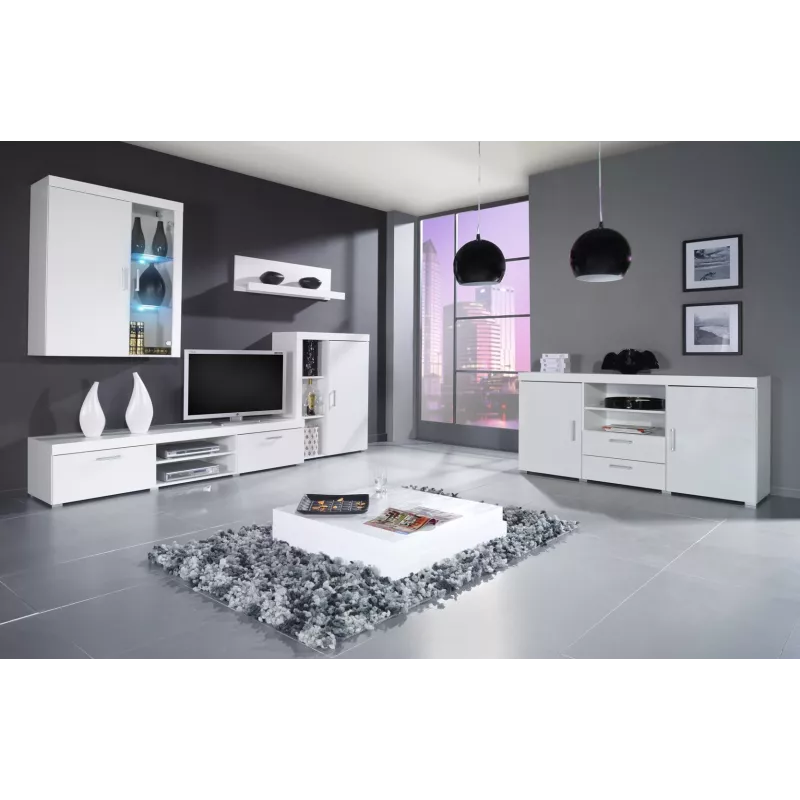 Cama Sideboard SAMBA λευκό/λευκό γυαλιστερό