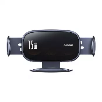 Baseus LightChaser BS-CM029 βάση κινητού αυτοκινήτου με ασύρματη φόρτιση 15 W για γρίλιες αερισμού, Μαύρο