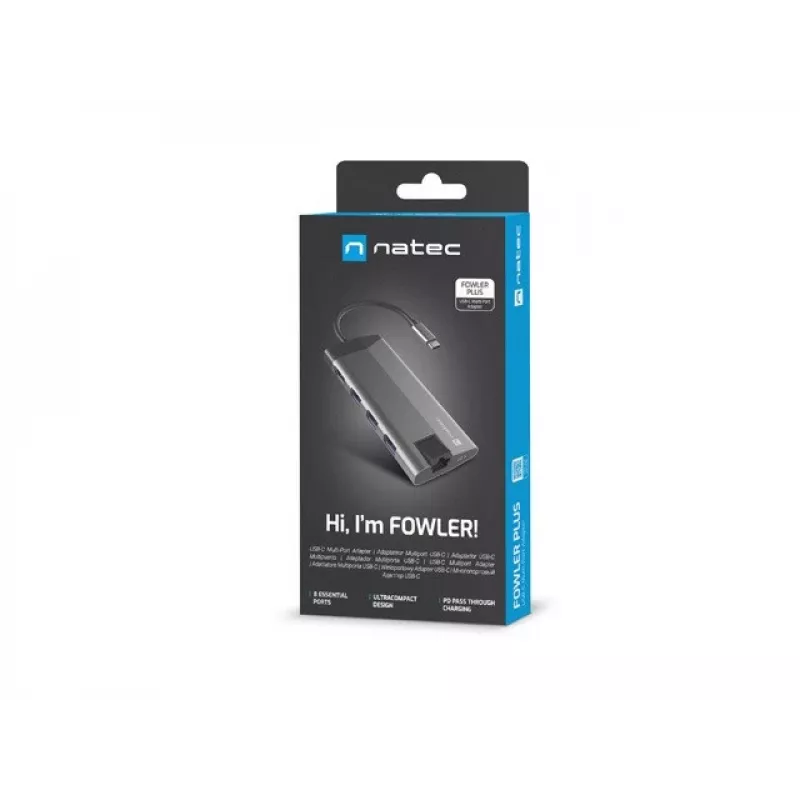 NATEC Fowler Plus USB Type-C μαύρο γκρι MicroSD SD hub
